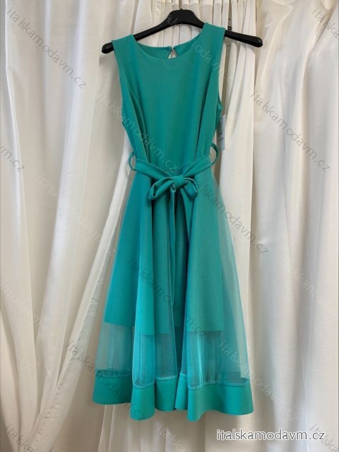 Šaty elegantné letné bez rukávov dámske (S/M/L ONE SIZE) TALIANSKA MÓDA IMHMS23NELA/DU - Farba   mintovou - veľkosť   M / L