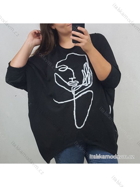 Tunika krátký rukáv dámská nadrozměr černá (uni L/XXL) ITALSKá MODA IMS20149/DR