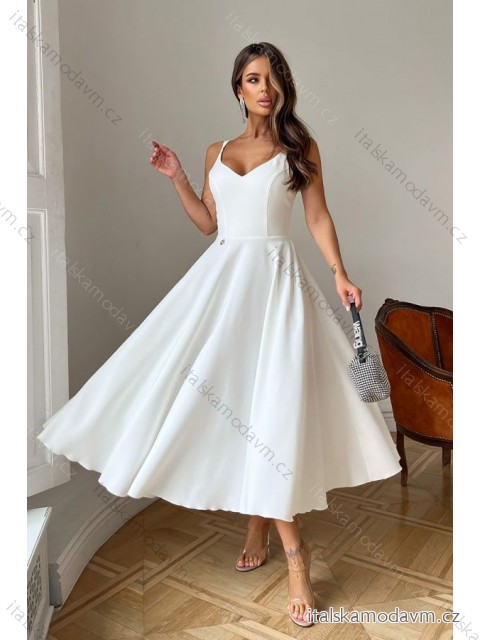 Šaty elegantní na ramínka dámské (34-40) POLSKÁ MÓDA PMLBC24244-04 bílá 40
