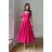 Šaty elegantní na ramínka dámské (34-40) POLSKÁ MÓDA PMLBC24244-70 neon růžová 40