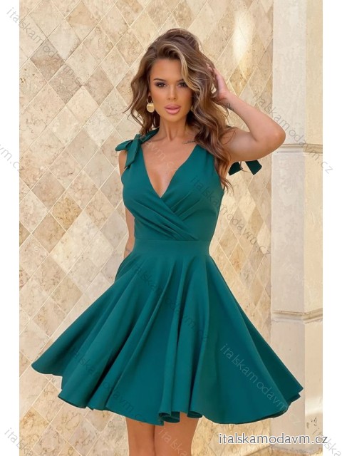 Šaty elegantní na ramínka dámské (34-40) POLSKÁ MÓDA PMLBC242209-13 zelená 40