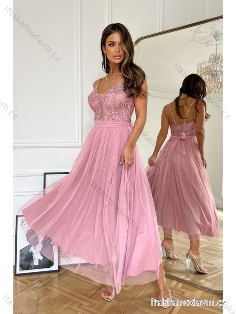 Šaty elegantné na ramienka dámske (34-40) POLSKÁ MÓDA PMLBC24286-20