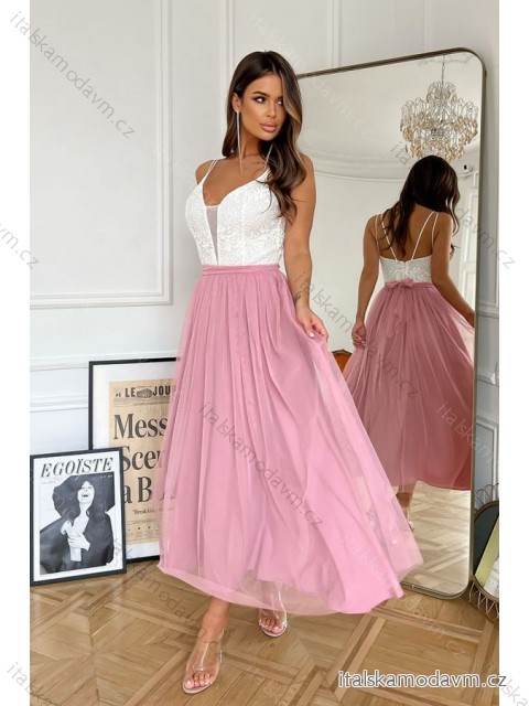 Šaty elegantní na ramínka dámské (34-40) POLSKÁ MÓDA PMLBC24286-36 _Mix barev 38