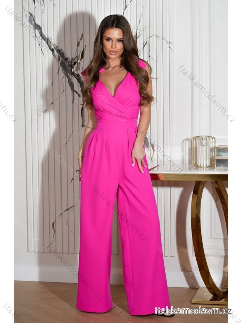 Overal dlouhý společenský bez rukávu dámský (34-42) POLSKÁ MÓDA PMLBC24304-07 tmavě růžová 38