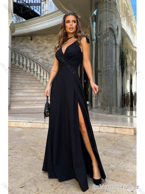 Šaty spoločenské na ramienka dámske (34-42) POLSKÁ MÓDA PMLBC242231-06 čierna 40