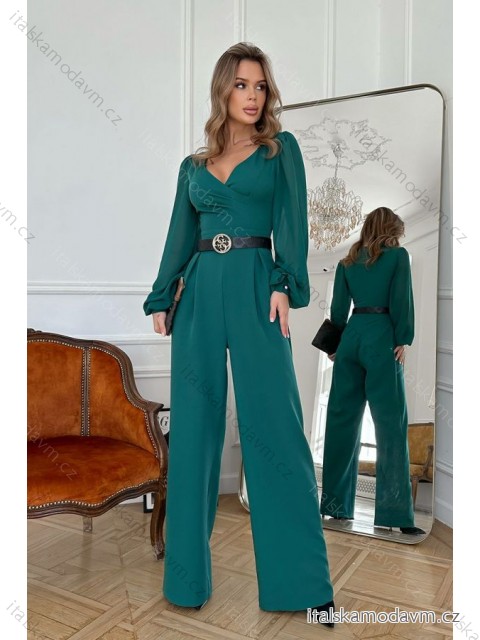 Overal dlouhý společenský dlouhý rukáv rukáv dámský (34-42) POLSKÁ MÓDA PMLBC24301-13 zelená 40