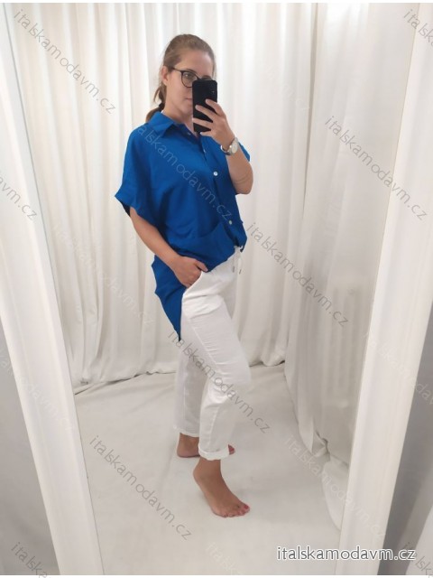 Nohavice strečové dlhé dámske nadrozmer (XL/2XL ONE SIZE) TALIANSKA MÓDA IMPSH23B0002/DR -   biela -   XL/2XL