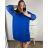 Šaty elegantní dlouhý rukáv dámské nadrozměr (3XL/4XL ONE SIZE) ITALSKá MóDA IM424BELLA/DU 3XL/4XL tmavě modrá