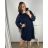 Šaty elegantní dlouhý  rukáv dámske nadrozmer (3XL/4XL ONE SIZE) TALIANSKA MóDA IM424BELLA/DU 3XL / 4XL čierna
