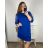 Šaty elegantní společenské 3/4 rukáv dámské nadrozměr (44-56) POLSKÁ MÓDA PMFF24DITA3/DUR -   královská modrá -   46