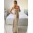 Šaty dlouhé elegantní společenské na ramínka dámské (S/M/L ONE SIZE) ITALSKÁ MÓDA IMPBB23B23376