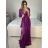 Šaty dlouhé elegantní na ramínka dámské (S/M ONE SIZE) ITALSKÁ MÓDA IMPBB23B24077 vínová S/M