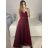 Šaty dlouhé třpytivé společenské na ramínka dámské (S/M/L ONE SIZE) ITALSKÁ MÓDA IMC23480/DUR vínová