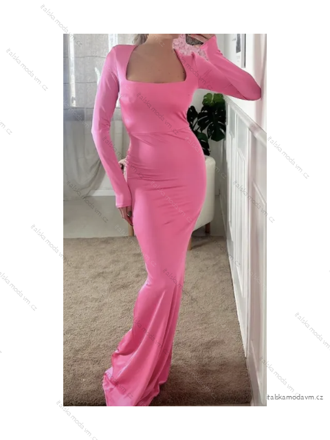 Šaty elegantný dlhý rukáv dlhé dámske (S/M ONE SIZE) TALIANSKA MÓDA IMPBB24B24645