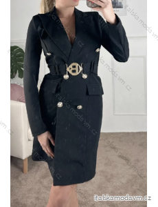 Šaty elegantní kabátkové dlouhý rukáv dámské (S/M ONE SIZE) ITALSKÁ MÓDA IMPBB243198lx