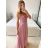 Šaty dlhé elegantné bez rukávov dámske (S/M ONE SIZE) TALIANSKA MóDA IMM22pl68805/DU S/M modrá