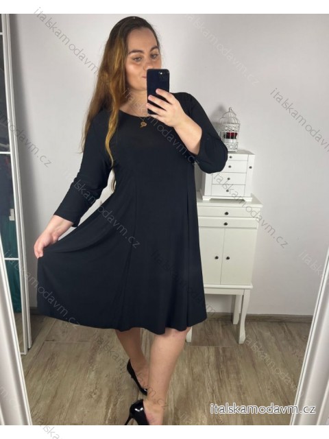 Šaty elegantní dlouhý rukáv dámské nadrozměr (XL-2XL-3XL-4XL-5XL) ITALSKÁ MÓDA IMFF242662/DU -   Černá -   4XL