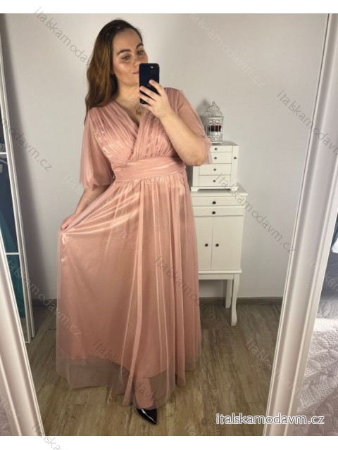 Šaty společenské elegantní dámské (L/XL ONE SIZE) ITALSKá MODA IMS23DIANA/DR -   růžová světlá -   L/XL