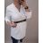 Tunika prodloužená košilová s páskem dlouhý rukáv dámská nadrozměr (2XL/3XL ONE SIZE) ITALSKÁ MÓDA IMD212156/DUR -   bílá -   2LX/3XL