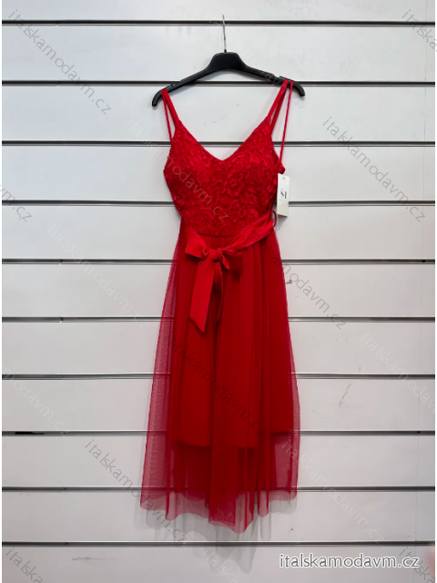Šaty krátké společenské na ramínka dámské (S/M ONE SIZE) ITALSKÁ MÓDA IMPSH235381/DU S/M červená