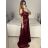 Šaty carmen dlouhé na ramínka elegantní saténové dámské (S/M ONE SIZE) ITALSKÁ MÓDA IMPBB22B22735/DR bílá