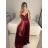 Šaty carmen dlouhé na ramínka elegantní saténové dámské (S/M ONE SIZE) ITALSKÁ MÓDA IMPBB22B22735/DR bílá