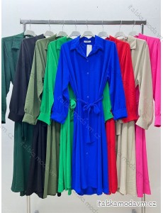 Šaty košilové dlouhý rukáv dámské nadrozměr (XL/2XL ONE SIZE) ITALSKÁ MÓDA IM424077