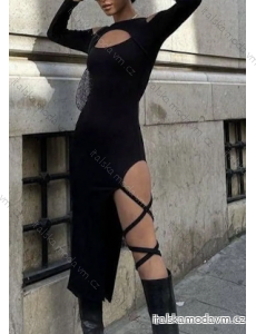 Šaty dlouhé společenské dlouhý rukáv dámské (S/M ONE SIZE) ITALSKÁ MÓDA IMPMD2432111