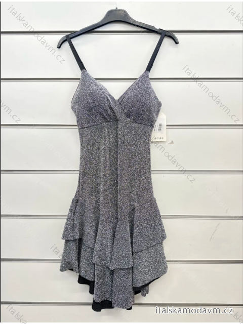 Šaty krátke trblietavé na ramienka dámske (S/M ONE SIZE) TALIANSKA MÓDA IMPSH243388