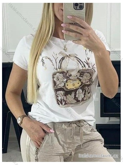 Tričko krátký rukáv dámské (S/M ONE SIZE) ITALSKÁ MÓDA IMM24M252C