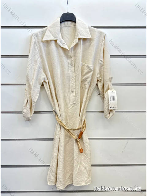Šaty košilové dlouhý rukáv dámské (S/M ONE SIZE) ITALSKÁ MÓDA IMPSH2424007