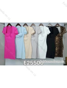 Šaty elegantní krátký rukáv dámské (S/M ONE SIZE) ITALSKÁ MÓDA IMM24M25500