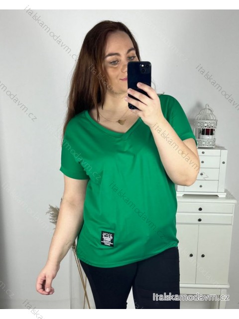 Tričko krátky rukáv dámska nadrozmer (2XL/3XL/4XL ONE SIZE) TALIANSKA MÓDA IMC23080/DU -   zelená -   2XL/3XL