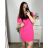 Šaty s kabelkou krátký rukáv dámské nadrozměr (2XL/3XL ONE SIZE) ITALSKá MóDA IM423064/DU tmavě růžová 2LX/3XL