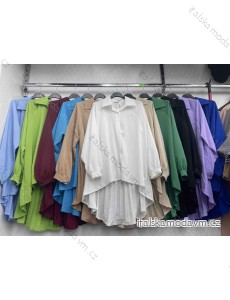Košile dlouhý rukáv dámská nadrozměr (2XL/3XL ONE SIZE) ITALSKÁ MÓDA IMWDD24010