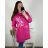 Šaty mikinové dlhý rukáv dámske nadrozmer (L/XL/2XL ONE SIZE) TALIANSKA MÓDA IMPLI2437780/DR XL/2XL tmavo ružová