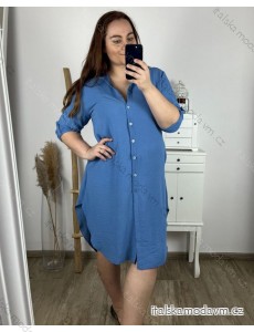 Šaty košilové 3/4 dlouhý rukáv dámské nadrozměr (XL/2XL ONE SIZE) ITALSKÁ MÓDA IM424075