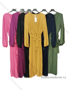 Šaty elegantní dlouhé šifonové dlouhý rukáv dámské (S/M ONE SIZE) ITALSKÁ MÓDA IM424LEONA