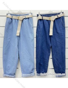 Kalhoty dlouhé riflové s páskem dámské (S/M/L ONE SIZE) ITALSKÁ MÓDA IMWCP24038
