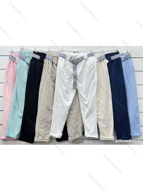Kalhoty dlouhé strečové s páskem dámské (S/M/L ONE SIZE) ITALSKÁ MÓDA IMWCP24041