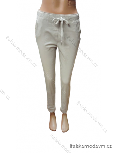 Kalhoty plátěné dlouhé dámské (S/M ONE SIZE) ITALSKÁ MÓDA IMPGM237321/DR