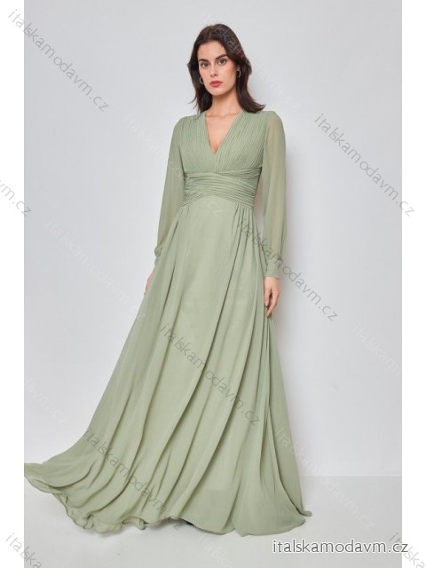 Šaty dlouhé společenské dlouhý rukáv dámské (S-L) FRANCOUZSKÁ MÓDA FMPEL23R1510-9