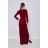 Šaty společenské sametové dlouhý rukáv dámské (S-L) FRANCOUZSKÁ MÓDA FMPEL23HM2414-3 červená S