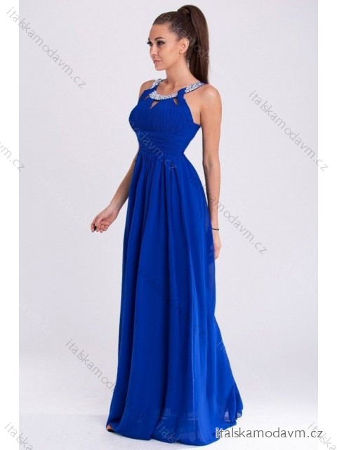 Šaty elegantní bez rukávu dámské (XS-XXXL) FRANCOUZSKÁ MÓDA FMPEL23R1256-7-5 modrá XS