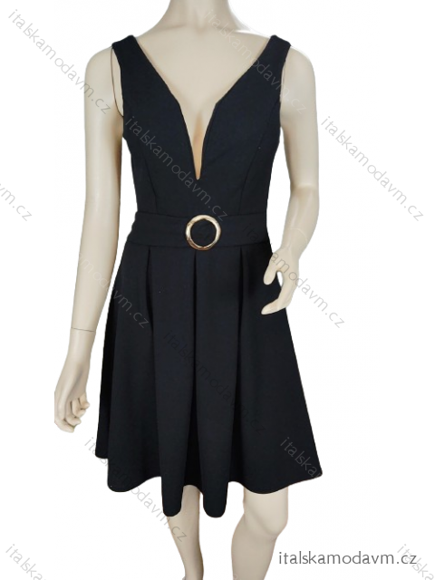 Šaty společenské krátké  široká ramínka dámské (S/M ONE SIZE) ITALSKÁ MÓDA IM323BELLA/DU -   Černá -   S/M