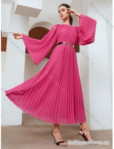 Šaty dlouhé elegantní dlouhý rukáv dámské (S/M ONE SIZE) ITALSKÁ MÓDA IMWDD24007