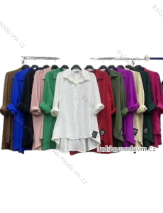 Šaty košilové dlouhý rukáv dámské nadrozměr (XL/2XL/3XL ONE SIZE) ITALSKÁ MÓDA IMBM24007