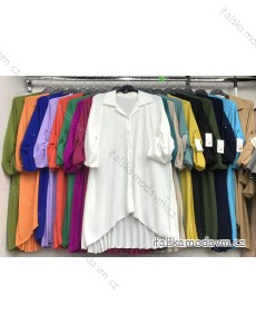 Šaty košilové dlouhý rukáv dámské nadrozměr (XL/2XL/3XL ONE SIZE) ITALSKÁ MÓDA IMBM24008