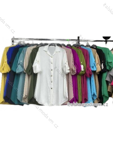 Šaty košilové dlouhý rukáv dámské nadrozměr (XL/2XL/3XL ONE SIZE) ITALSKÁ MÓDA IMBM24012