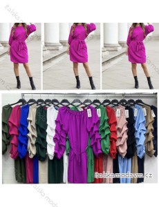 Šaty elegantní dlouhý rukáv dámské nadrozměr (XL/2XL/3XL ONE SIZE) ITALSKÁ MÓDA IMBM24016
